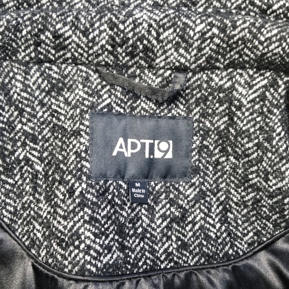 Apt 9 Black & White Toggle Button Wool Pea Coat - image 6